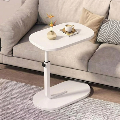 Side Table Height-Adjustable Wood Top & Metal Frame