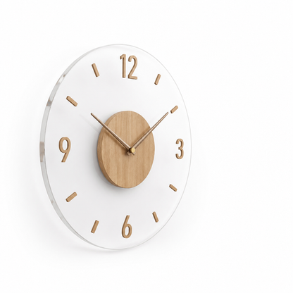 Silent Quartz Open-Frame Wall Clock with Wood Center (35 cm)
