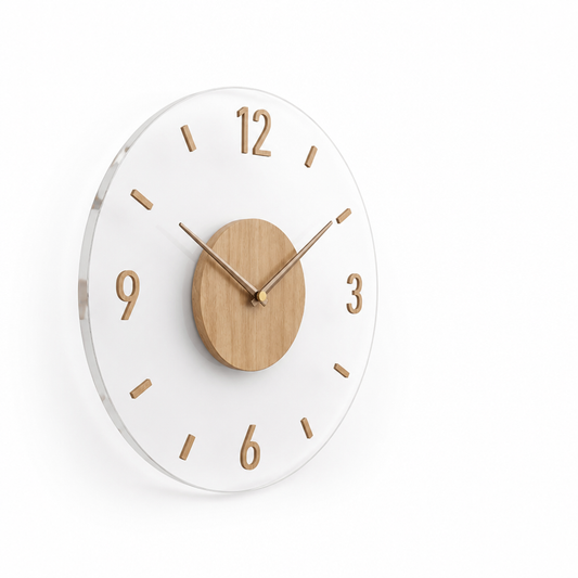 Silent Quartz Open-Frame Wall Clock with Wood Center (35 cm)