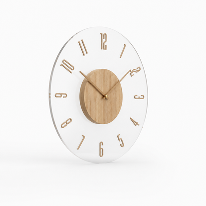 Silent Quartz Open-Frame Wall Clock with Wood Center (35 cm)