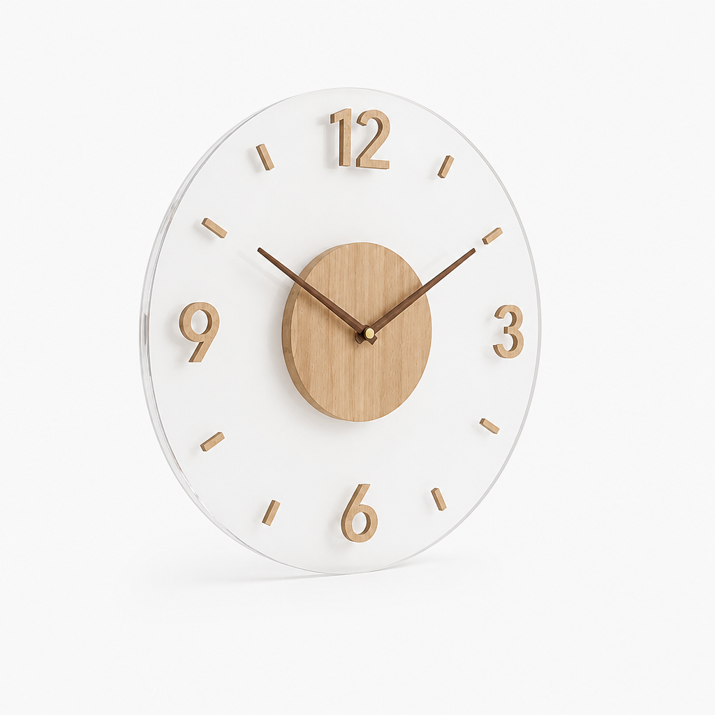 Silent Quartz Open-Frame Wall Clock with Wood Center (35 cm)