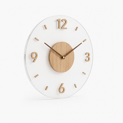 Silent Quartz Open-Frame Wall Clock with Wood Center (35 cm)
