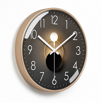 Silent Quartz Square-Face Wall Clock with Glass Cover