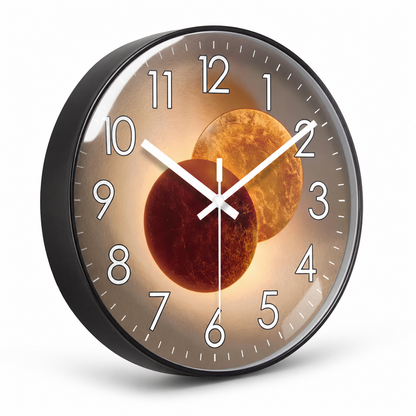 Silent Quartz Square-Face Wall Clock with Glass Cover