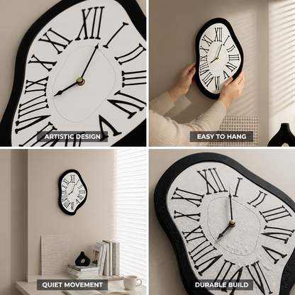 Silent Quartz Wall Clock With Distorted Roman Numerals