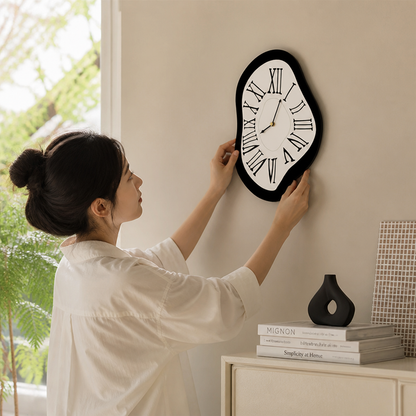 Silent Quartz Wall Clock With Distorted Roman Numerals