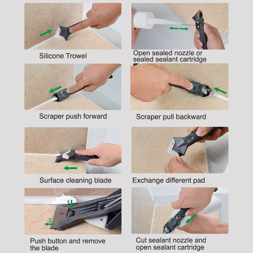 Silicone Joint Tool 3-in-1 V-Blade & 6 Profiles