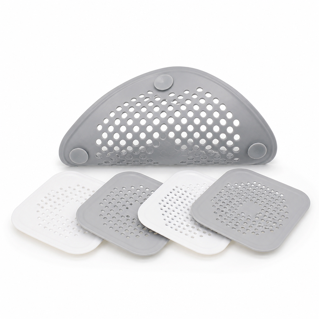 Silicone Suction-Cup Hair-Catcher Drain Strainers (Set of 4)