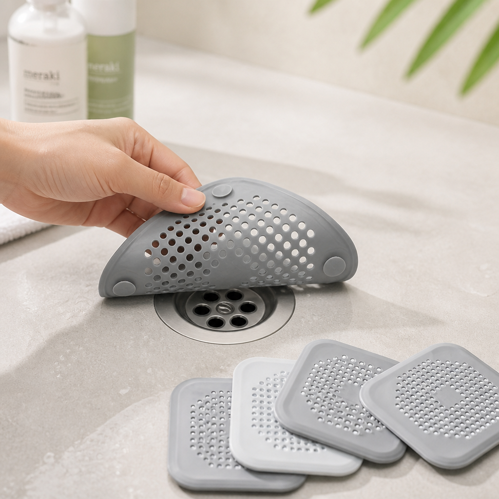 Silicone Suction-Cup Hair-Catcher Drain Strainers (Set of 4)