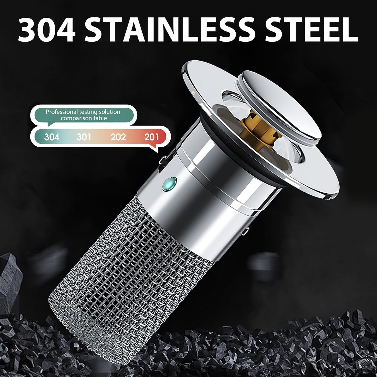 Sink Drain Filter Stainless Steel Pop-Up Stopper & Anti-Clog Basket