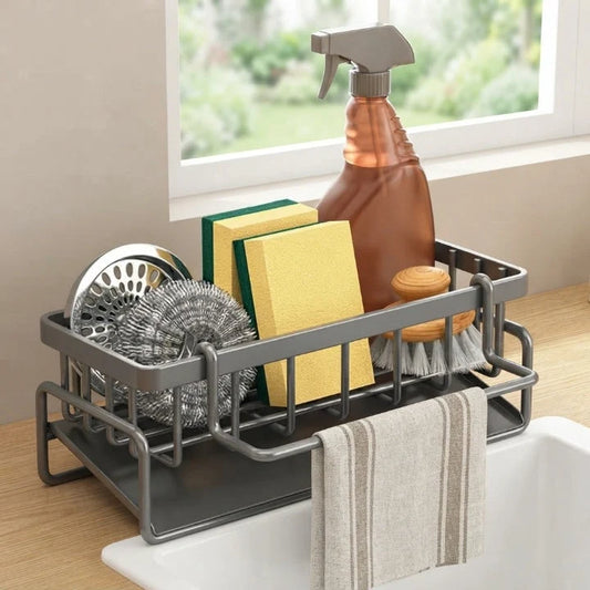 Sink Organizer Stainless Steel Draining Base & Towel Bar