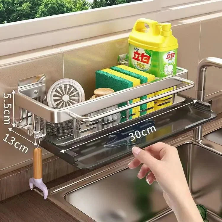 Sink Rack Aluminum Self-Draining Tool-Free Clamp