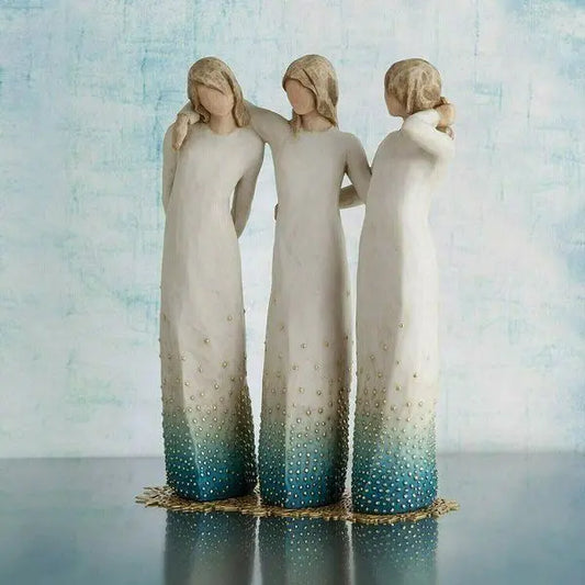 Sister Statue Handcrafted Hand-Painted Resin Natural Tones