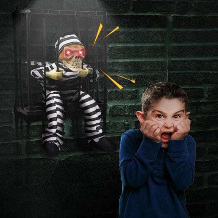 Skeleton Cage Motion-Activated Glowing Eyes & Sound