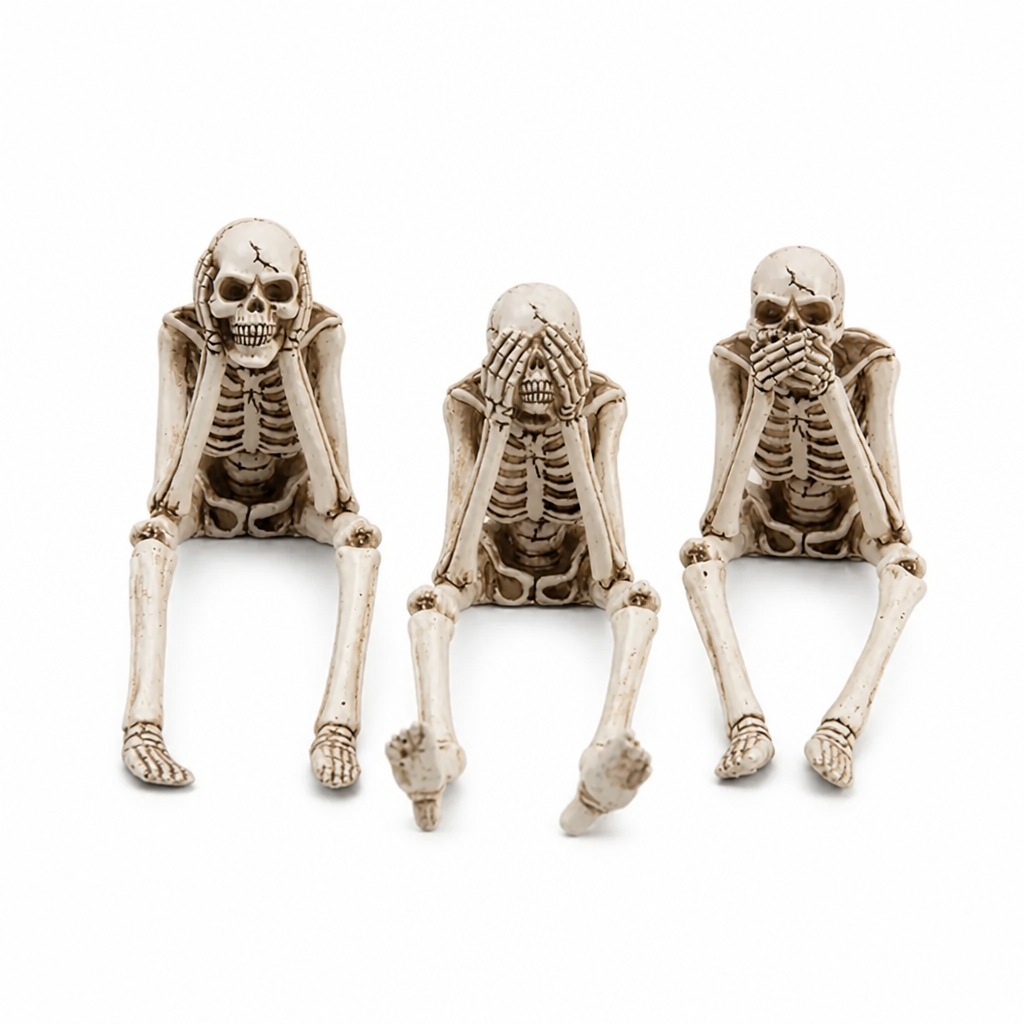 Skeleton Figurine Set Weathered Bone Resin Set of 3