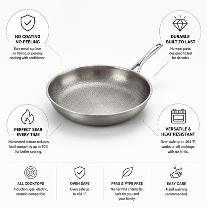 Skillet Hammered Bare Metal Induction & Oven-Safe