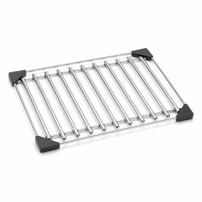 Slatted Stainless Steel Non-Slip Corner Holders Over-Sink Drain Rack