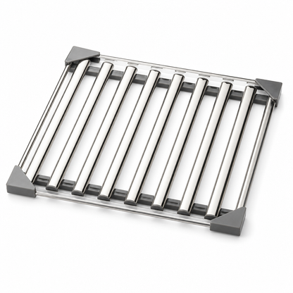 Slatted Stainless Steel Non-Slip Corner Holders Over-Sink Drain Rack
