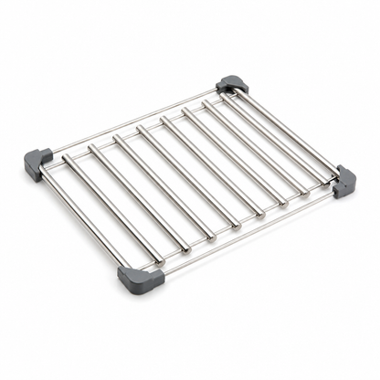 Slatted Stainless Steel Non-Slip Corner Holders Over-Sink Drain Rack