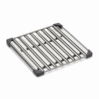 Slatted Stainless Steel Non-Slip Corner Holders Over-Sink Drain Rack