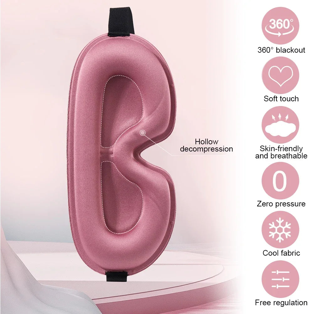 Sleep Mask 3D Contoured Lightproof Breathable Adjustable Strap