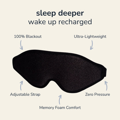 Sleep Mask 3D Contoured Lightproof Breathable Adjustable Strap