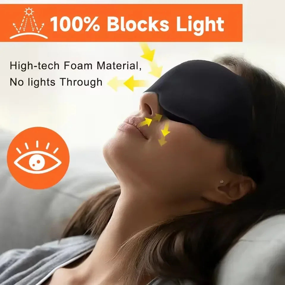 Sleep Mask 3D Contoured Lightproof Breathable Adjustable Strap