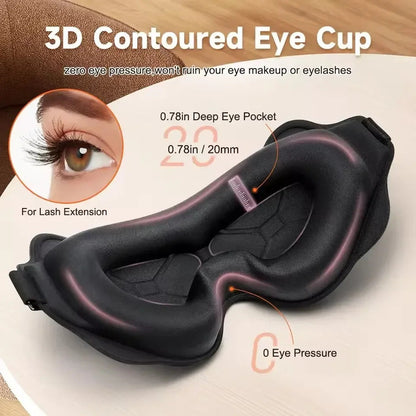 Sleep Mask 3D Contoured Lightproof Breathable Adjustable Strap