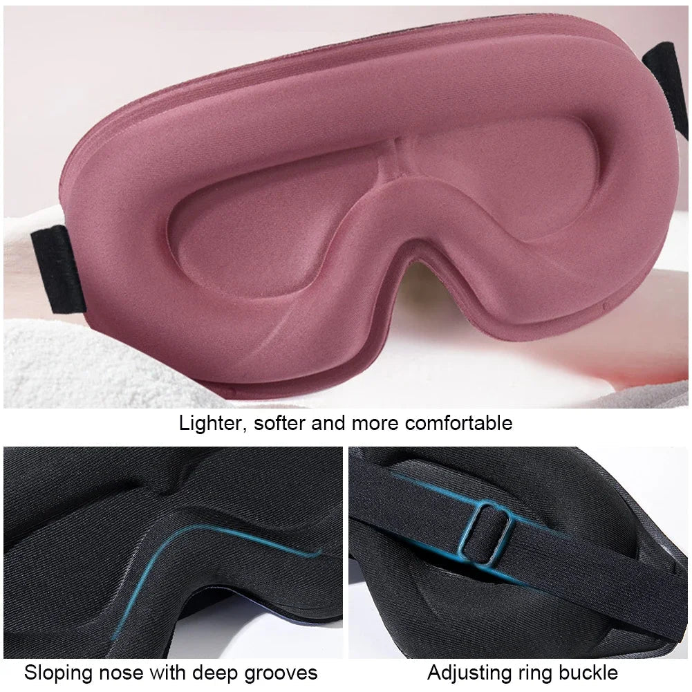 Sleep Mask 3D Contoured Lightproof Breathable Adjustable Strap