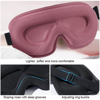 Sleep Mask 3D Contoured Lightproof Breathable Adjustable Strap
