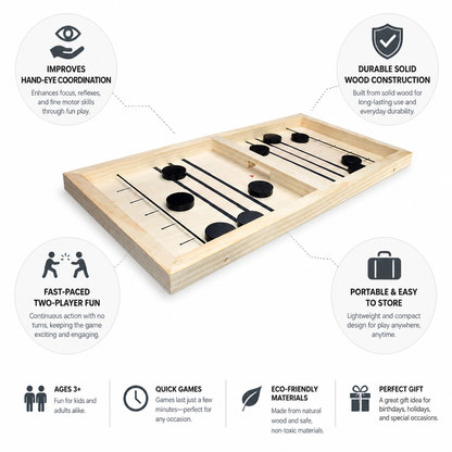 Sling Puck Game Solid Wood Fast-Paced Two-Player