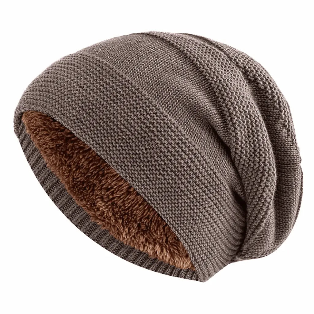 Slouchy Winter Hat Fleece-Lined One-Size Ribbed Cuff