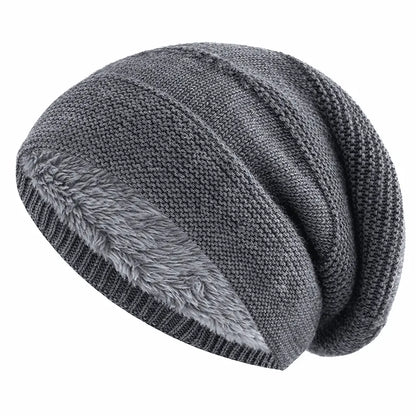 Slouchy Winter Hat Fleece-Lined One-Size Ribbed Cuff