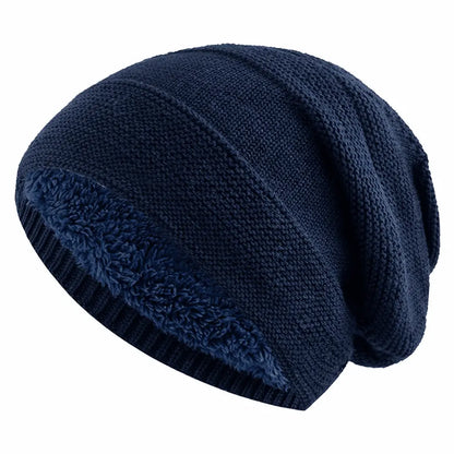Slouchy Winter Hat Fleece-Lined One-Size Ribbed Cuff