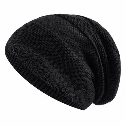 Slouchy Winter Hat Fleece-Lined One-Size Ribbed Cuff