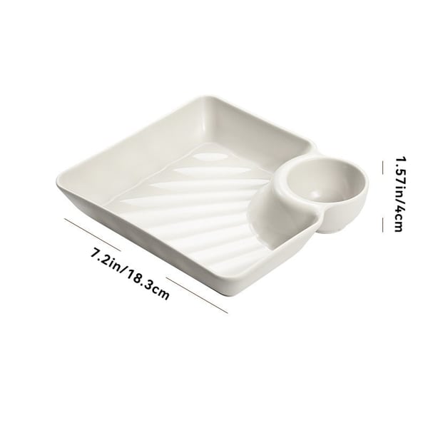 Snack & Dip Plate Square Integrated Sauce Compartment Stackable