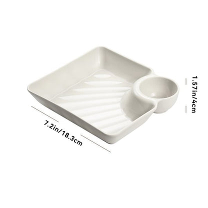 Snack & Dip Plate Square Integrated Sauce Compartment Stackable
