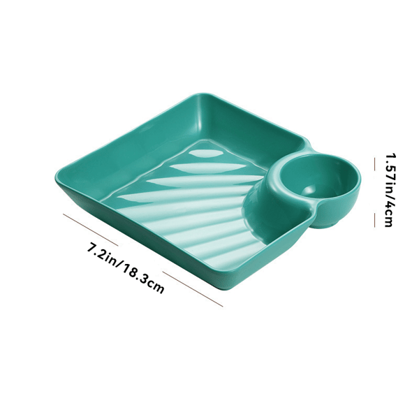 Snack & Dip Plate Square Integrated Sauce Compartment Stackable