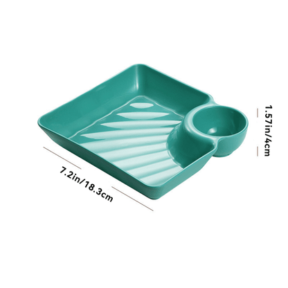 Snack & Dip Plate Square Integrated Sauce Compartment Stackable