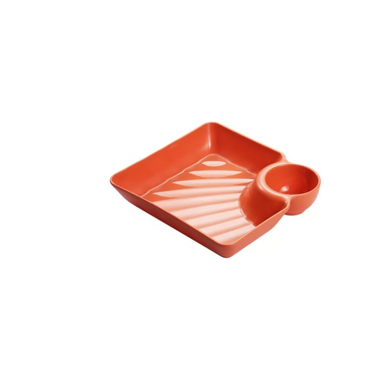 Snack & Dip Plate Square Integrated Sauce Compartment Stackable