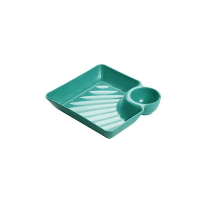 Snack & Dip Plate Square Integrated Sauce Compartment Stackable