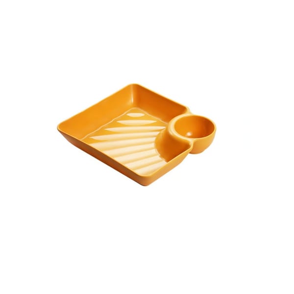 Snack & Dip Plate Square Integrated Sauce Compartment Stackable