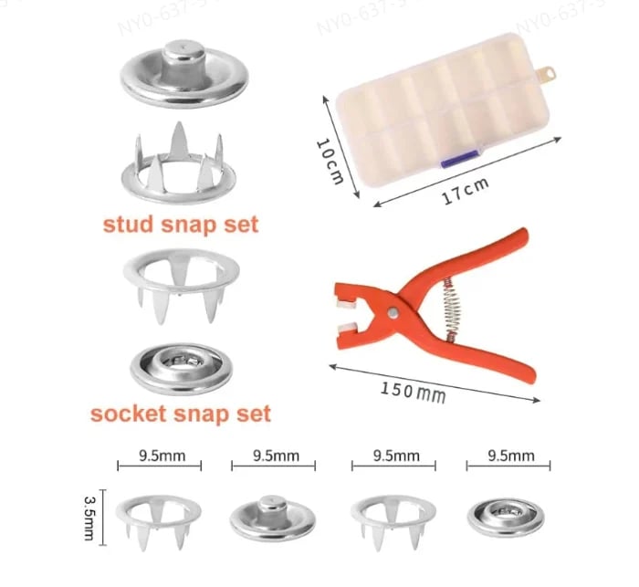 Snap Fastener Set Rustproof Stainless Steel Tool-Free Pliers