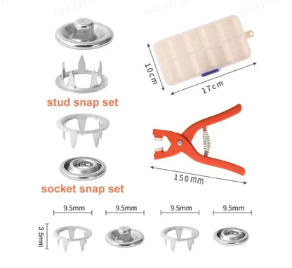 Snap Fastener Set Rustproof Stainless Steel Tool-Free Pliers
