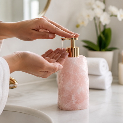 Soap Dispenser Handcrafted Natural Crystal Stainless Steel Pump