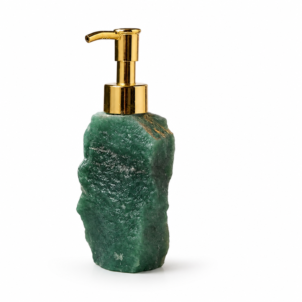 Soap Dispenser Handcrafted Natural Crystal Stainless Steel Pump