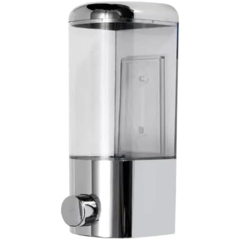 Soap Dispenser Wall-Mounted Chrome Transparent Refillable Tank