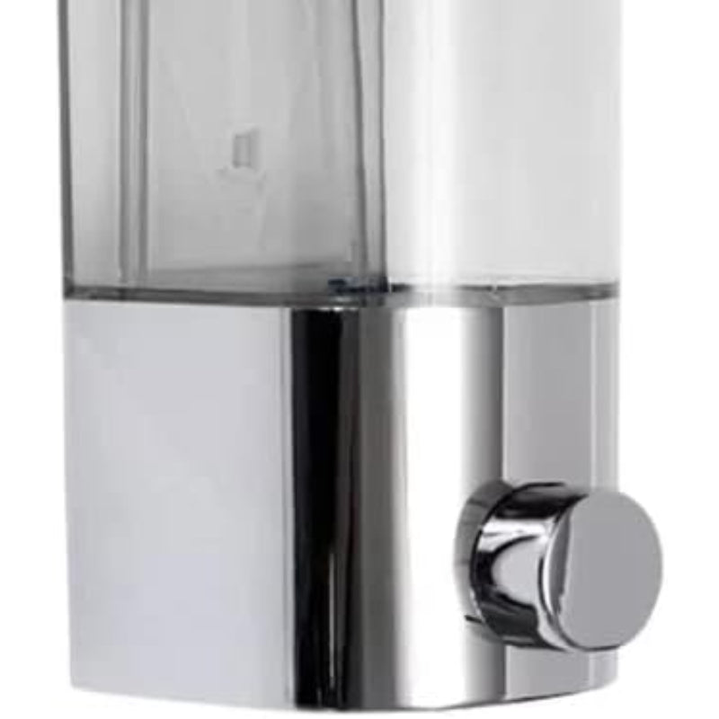 Soap Dispenser Wall-Mounted Chrome Transparent Refillable Tank