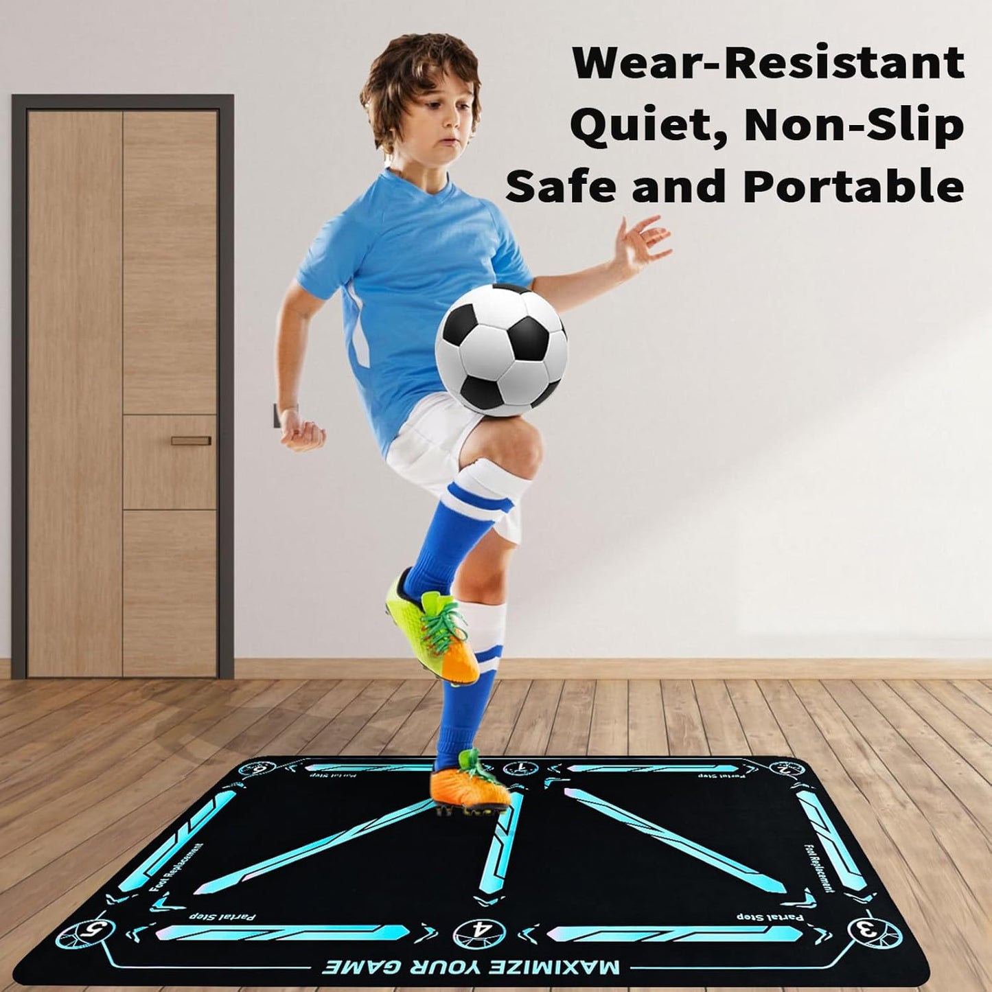 Soccer Training Mat Non-Slip Neoprene Numbered Dribbling Guide