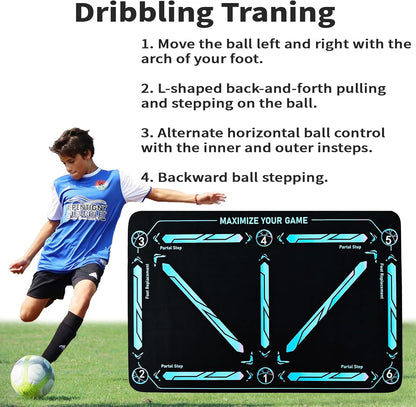 Soccer Training Mat Non-Slip Neoprene Numbered Dribbling Guide